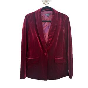INC Burgundy Red Velvet Holiday Blazer with Black Undertone Women’s Small NWT S